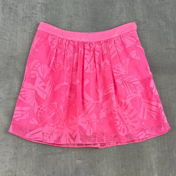 Lilly Pulitzer Pleated Layer Sheer Floral Pink Mini Skirt Size 8 - Picture 1 of 7